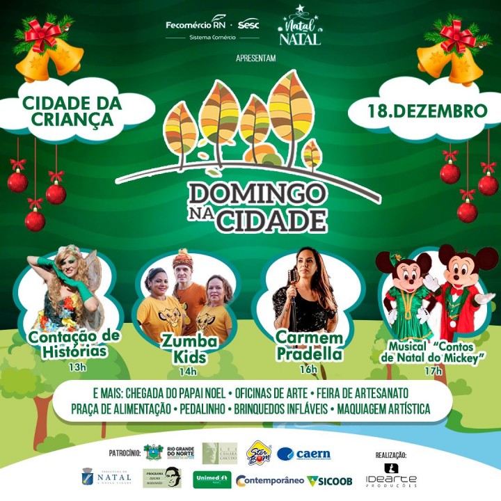 Domingo na Cidade encerra 2022 com programação especial de Natal, na Cidade da Criança Domingo na Cidade encerra 2022 com programação especial de Natal, na Cidade da Criança