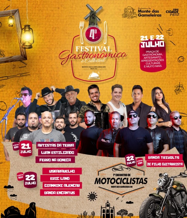 Festival de Gastronomia em Monte das Gameleiras acontece em 21 e 22 de julho 