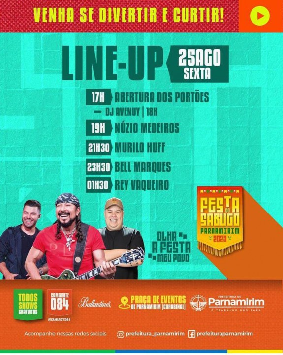 Hoje tem mais uma noite de shows na Festa do Sabugo; Murilo Huff, Bell Marques e Rey Vaqueiro agitam o público