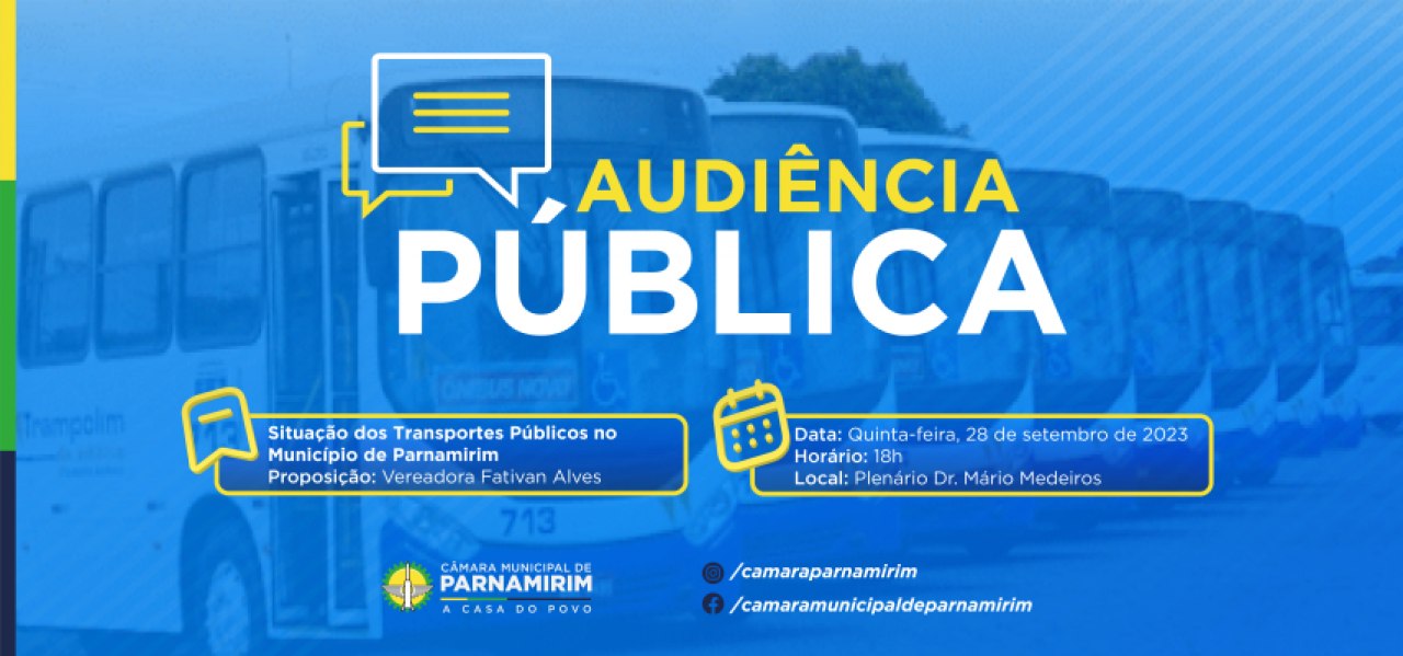 Transporte público de Parnamirim será tema de Audiência Pública na Câmara Municipal nesta quinta-feira (28)
