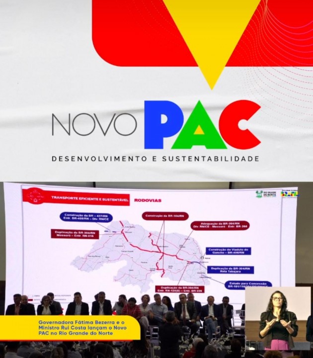 Em anúncio oficial, Novo PAC é lançado no RN nesta segunda-feira (16); investimentos contemplam obras de mobilidade, educação, saúde, energia e água