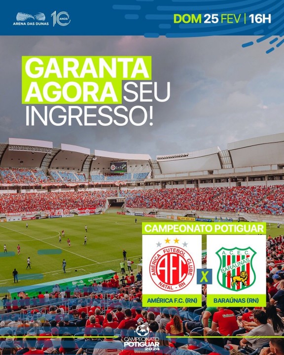 Campeonato Potiguar: América enfrenta o Baraúnas neste domingo (25) na Arena das Dunas pela semifinal