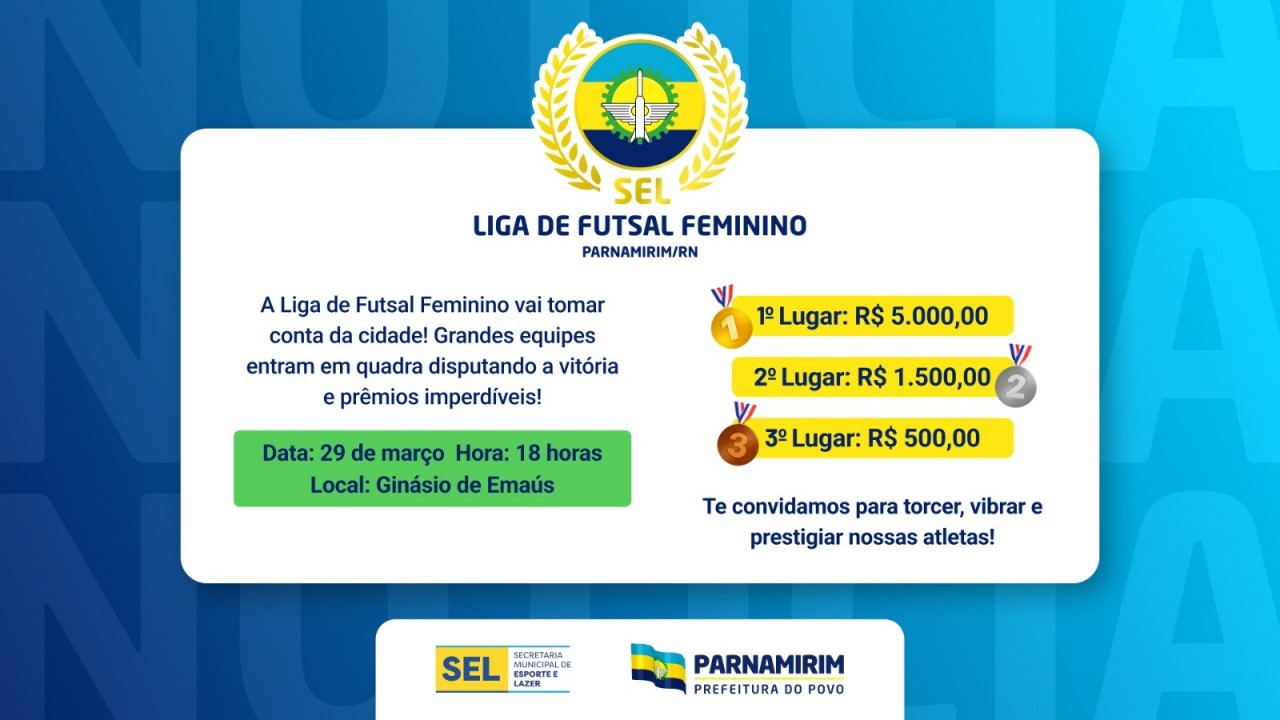 Liga de Futsal Feminino tem início neste sábado, 29, no Ginásio de Emaús