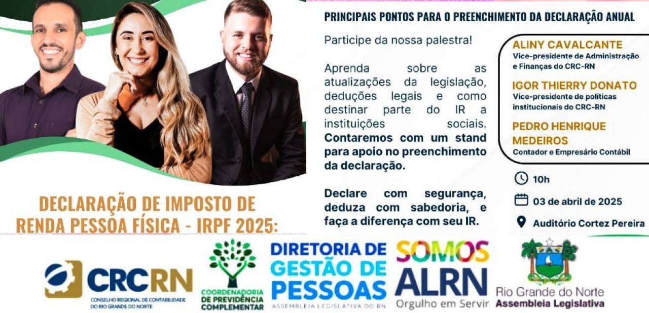 Em parceria com Conselho de Contabilidade, ALRN promove palestra sobre IRPF 2025