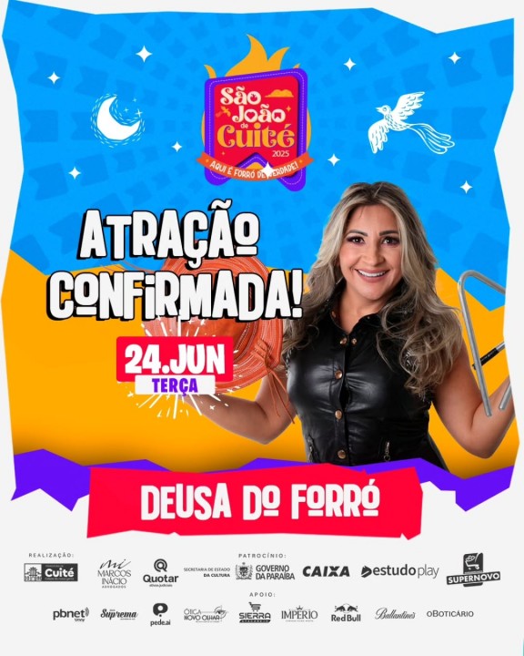 Deusa do Forró é anunciada como atração no São João de Cuité -PB