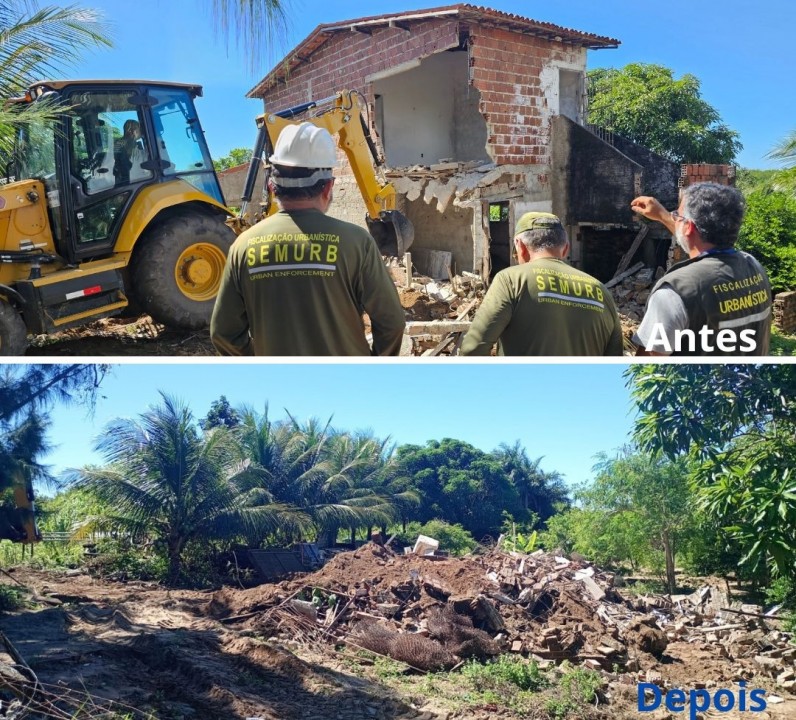 SEMURB desmobiliza construção irregular em área protegida na Redinha, Zona Norte de Natal