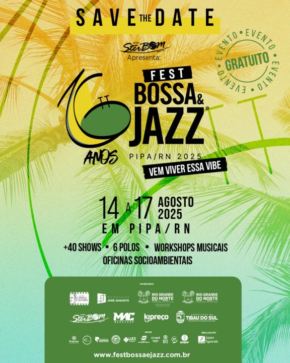Fest Bossa & Jazz: Festival revela o time completo de atrações que irão dar o tom na edição Pipa 2025